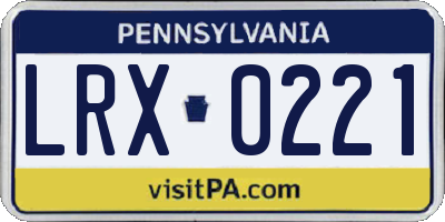 PA license plate LRX0221