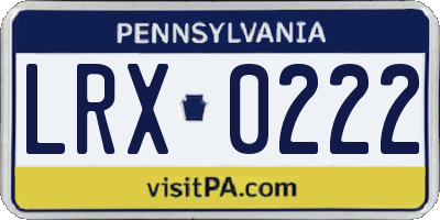 PA license plate LRX0222