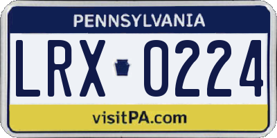 PA license plate LRX0224