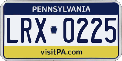 PA license plate LRX0225