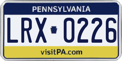 PA license plate LRX0226