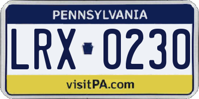 PA license plate LRX0230
