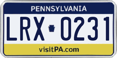 PA license plate LRX0231