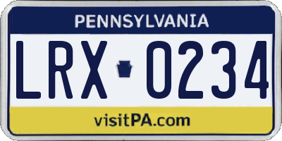PA license plate LRX0234