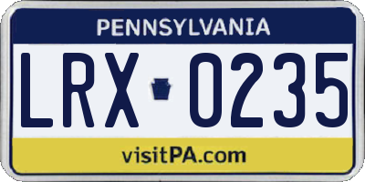 PA license plate LRX0235