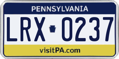 PA license plate LRX0237