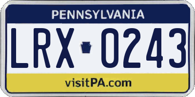 PA license plate LRX0243