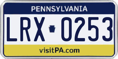 PA license plate LRX0253