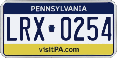 PA license plate LRX0254