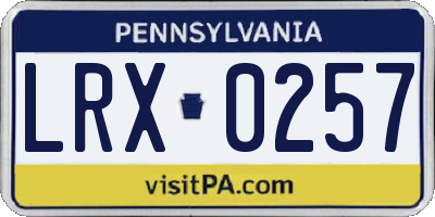 PA license plate LRX0257