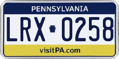 PA license plate LRX0258