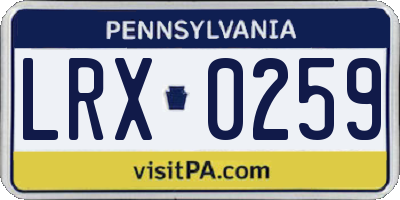 PA license plate LRX0259