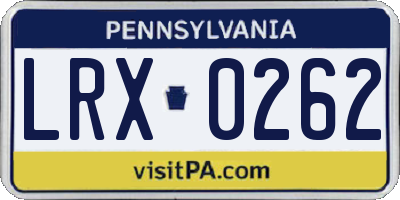 PA license plate LRX0262