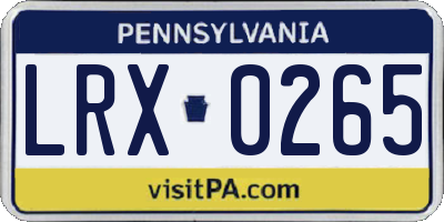 PA license plate LRX0265