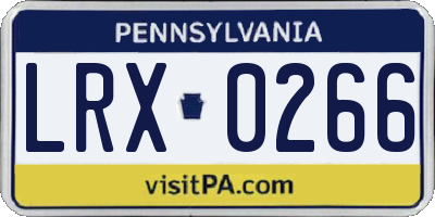 PA license plate LRX0266