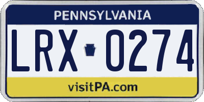 PA license plate LRX0274