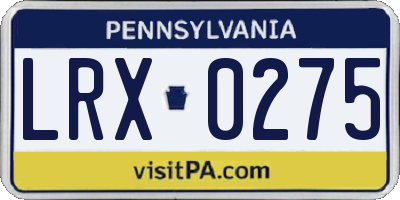 PA license plate LRX0275