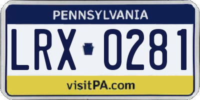 PA license plate LRX0281