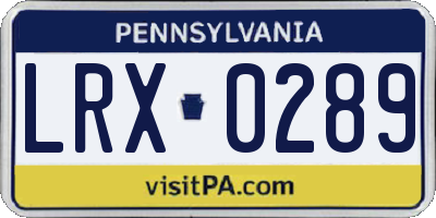 PA license plate LRX0289
