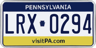 PA license plate LRX0294