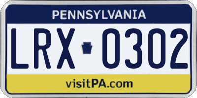 PA license plate LRX0302