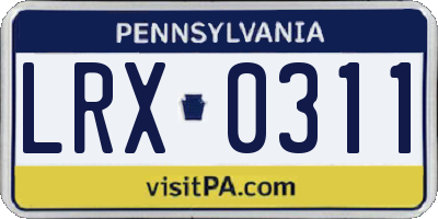 PA license plate LRX0311