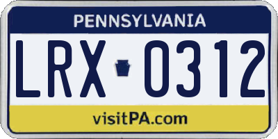 PA license plate LRX0312