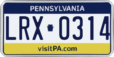 PA license plate LRX0314