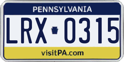 PA license plate LRX0315
