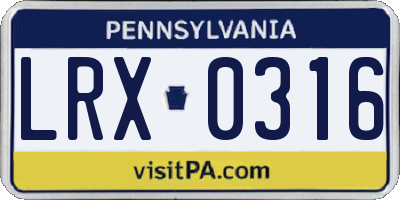 PA license plate LRX0316