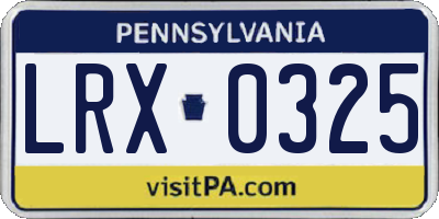 PA license plate LRX0325