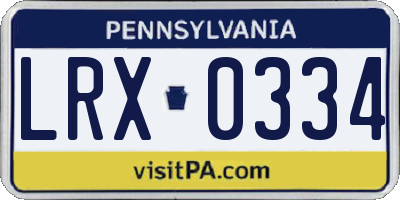 PA license plate LRX0334