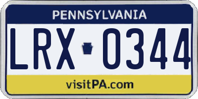 PA license plate LRX0344