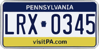 PA license plate LRX0345