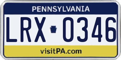 PA license plate LRX0346