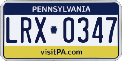 PA license plate LRX0347