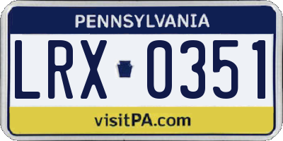 PA license plate LRX0351