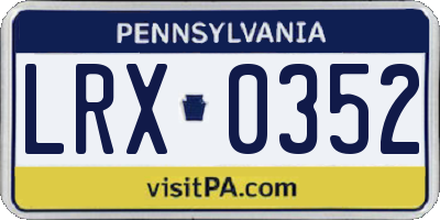 PA license plate LRX0352