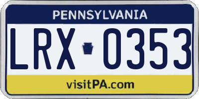 PA license plate LRX0353