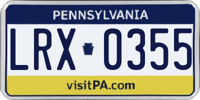 PA license plate LRX0355