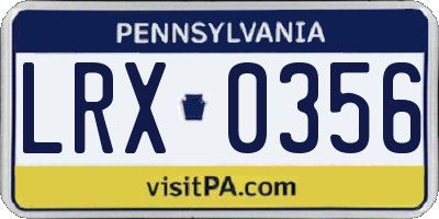 PA license plate LRX0356