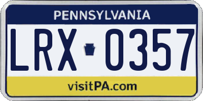 PA license plate LRX0357
