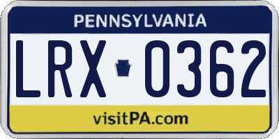 PA license plate LRX0362