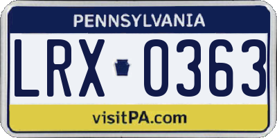PA license plate LRX0363