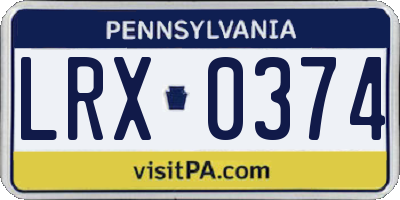 PA license plate LRX0374