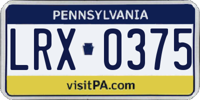 PA license plate LRX0375