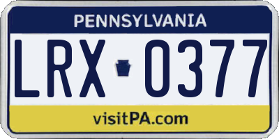 PA license plate LRX0377