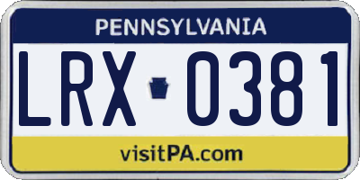 PA license plate LRX0381