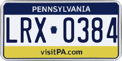 PA license plate LRX0384