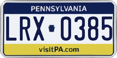 PA license plate LRX0385